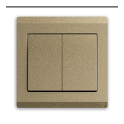 ABB Inora BL102-PG 2 Gang 1 Way Switch, 10A (Royal Gold)