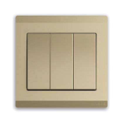 ABB Inora BL103-PG 3 Gang 1 Way Switch, 10A (Royal Gold)
